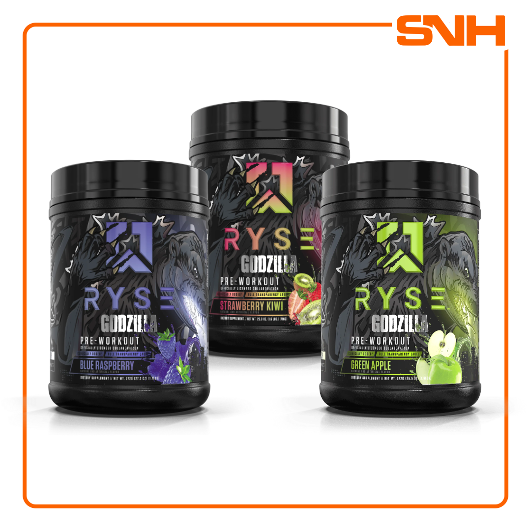 RYSE Godzilla Pre-Workout tub in Sri Lanka, US-made high-stimulant pre workout with 11g citrulline and 400mg caffeine per full scoop