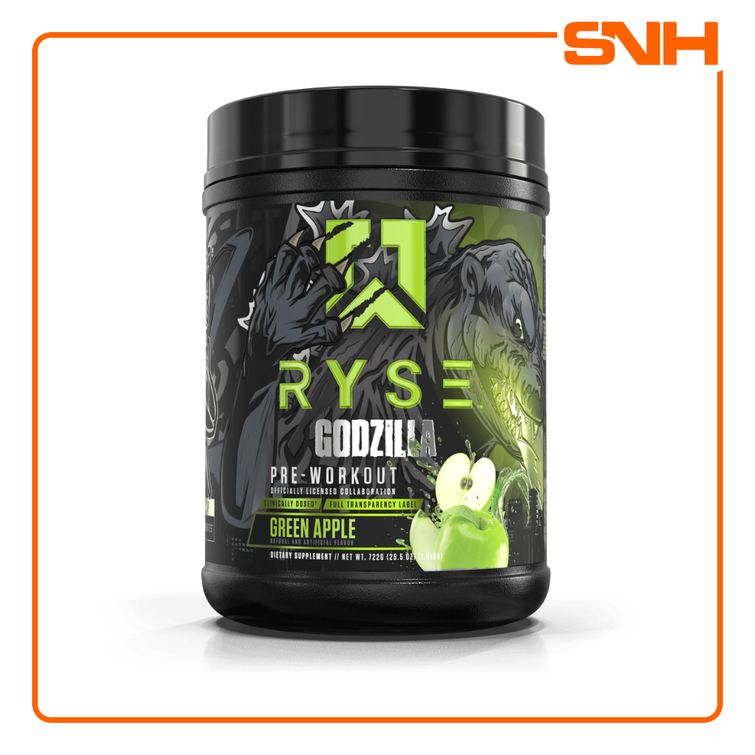 RYSE Godzilla Pre-Workout tub in Sri Lanka, US-made high-stimulant pre workout with 11g citrulline and 400mg caffeine per full scoop