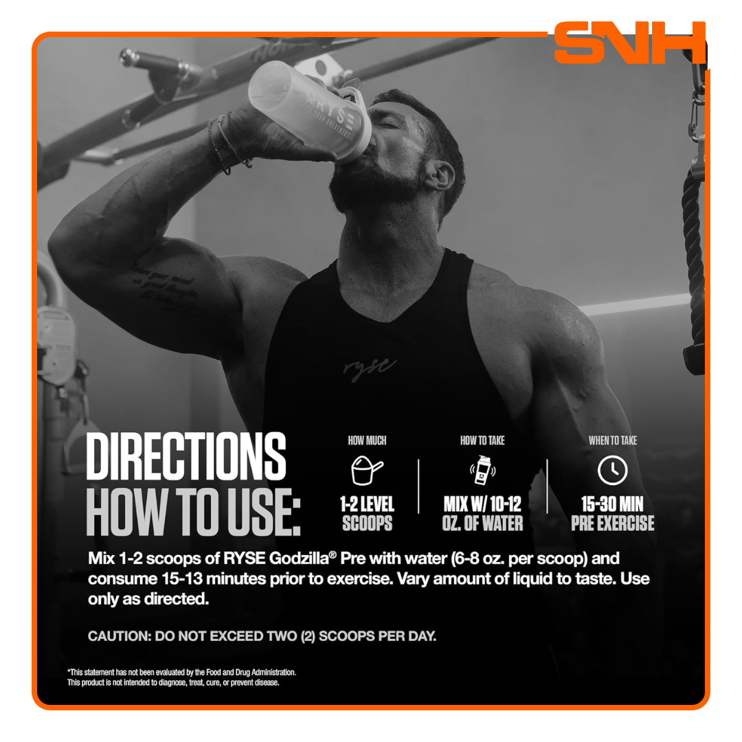 RYSE Godzilla Pre-Workout tub in Sri Lanka, US-made high-stimulant pre workout with 11g citrulline and 400mg caffeine per full scoop