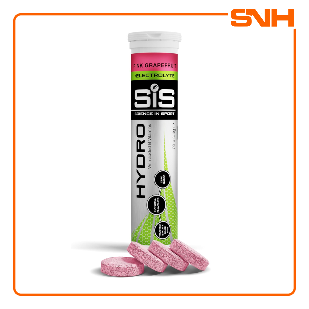 Science In Sport GO Hydro Tablets, UK-made effervescent electrolyte hydro tablets with 30mmol/L sodium per 500ml serving