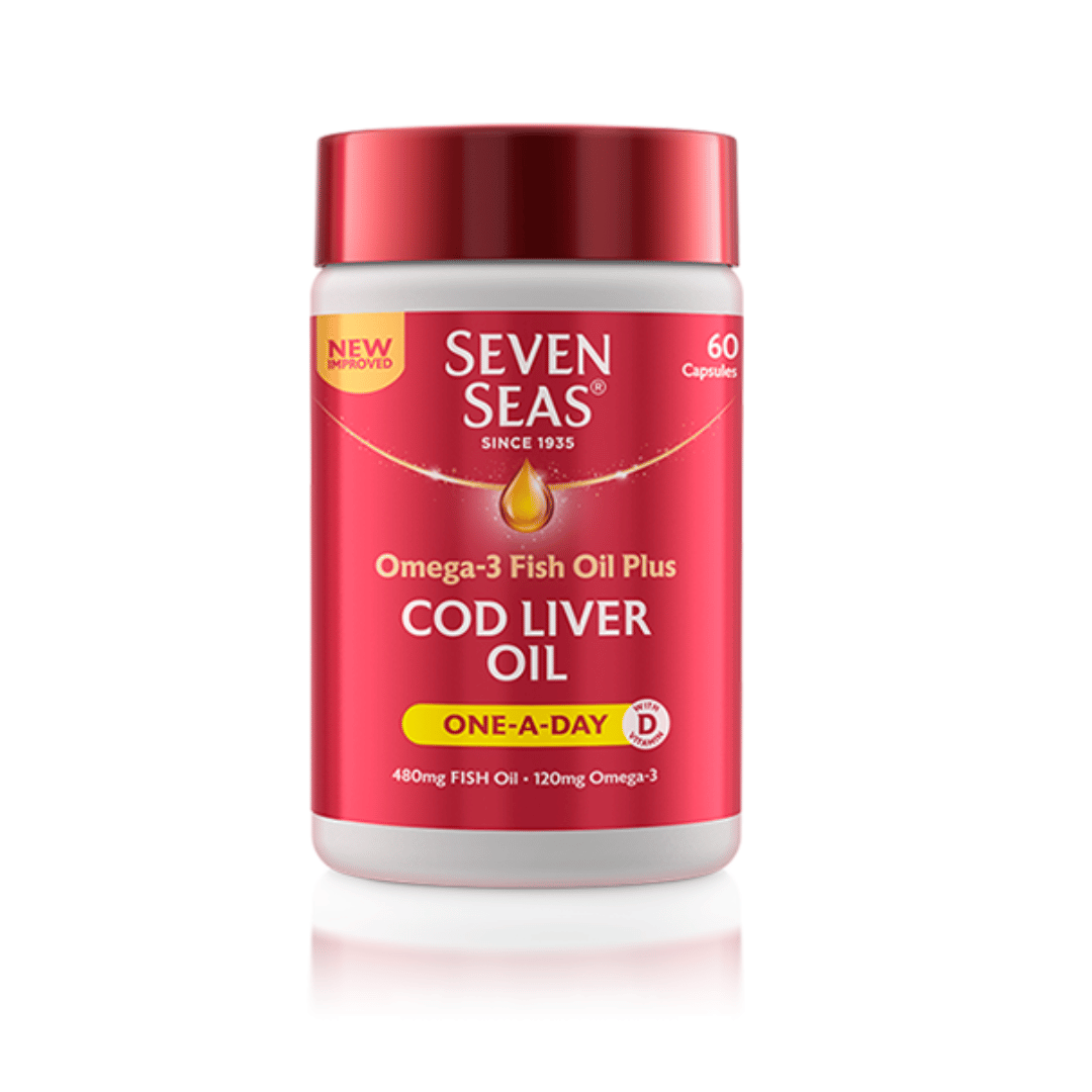 SEVEN SEAS COD Liver Oil  One-A-Day Omega-3 Fish Oil & Vitamin D, 60 Capsules - Sports Nutrition Hub 