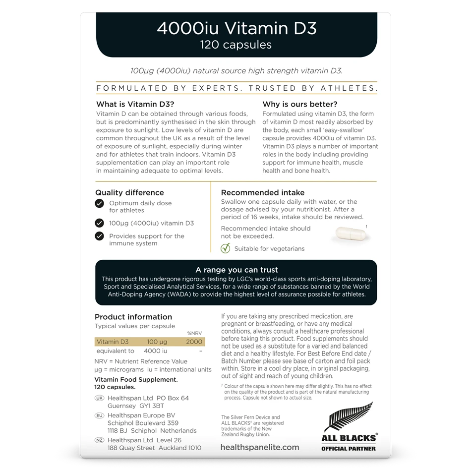 HEALTHSPAN ELITE Vitamin D3 4000 IU - Sports Nutrition Hub 