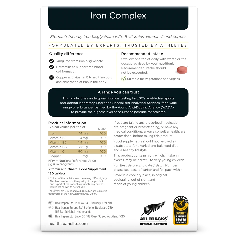 HEALTHSPAN ELITE Iron Complex - Sports Nutrition Hub 