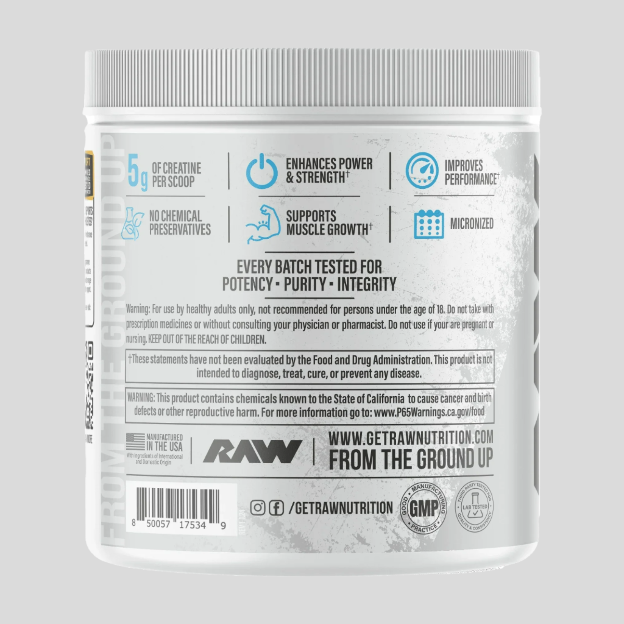 RAW NUTRITION Creatine Monohydrate 250g - Sports Nutrition Hub 