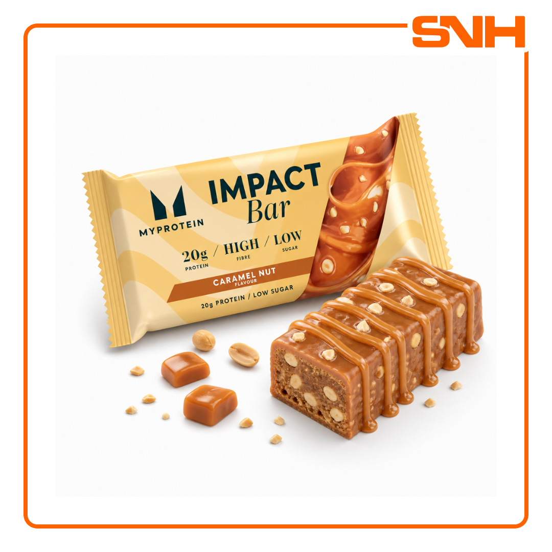 Myprotein Impact Protein Bar protein snack, award-winning triple-layered protein bar with 20g protein, caramel centre and chocolate coating