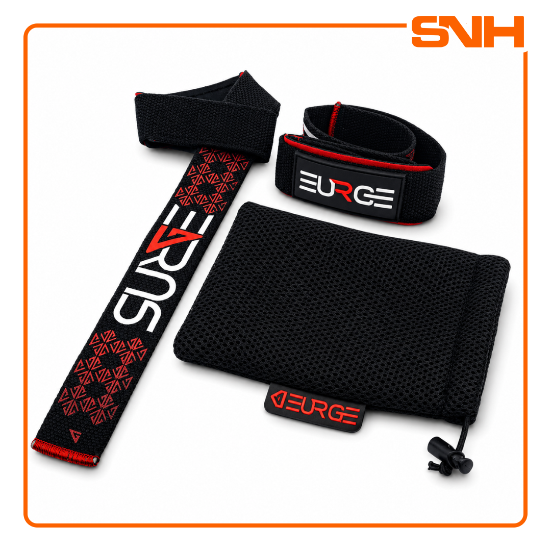 SURGE Premium Padded Lifting Straps, 18" heavy-duty cotton lifting straps with Neoprene wrist padding for deadlifts and rows