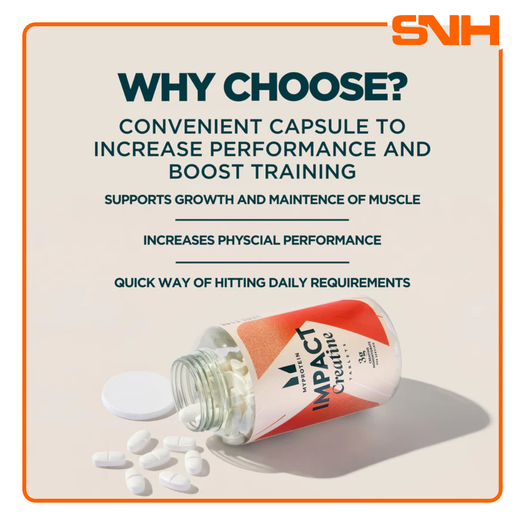 Myprotein Creatine Monohydrate Tablets 250-pack, UK-made convenient daily creatine in vegetarian-friendly tablet format