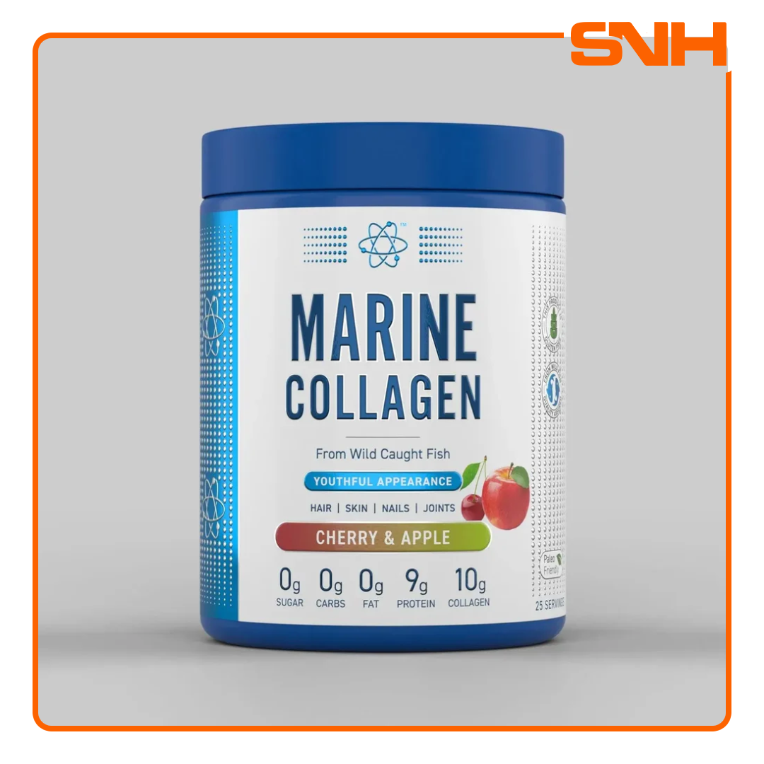 Applied Nutrition Marine Collagen Powder 300g tub, UK-made halal pure wild-caught marine collagen supplement with 12g per serving