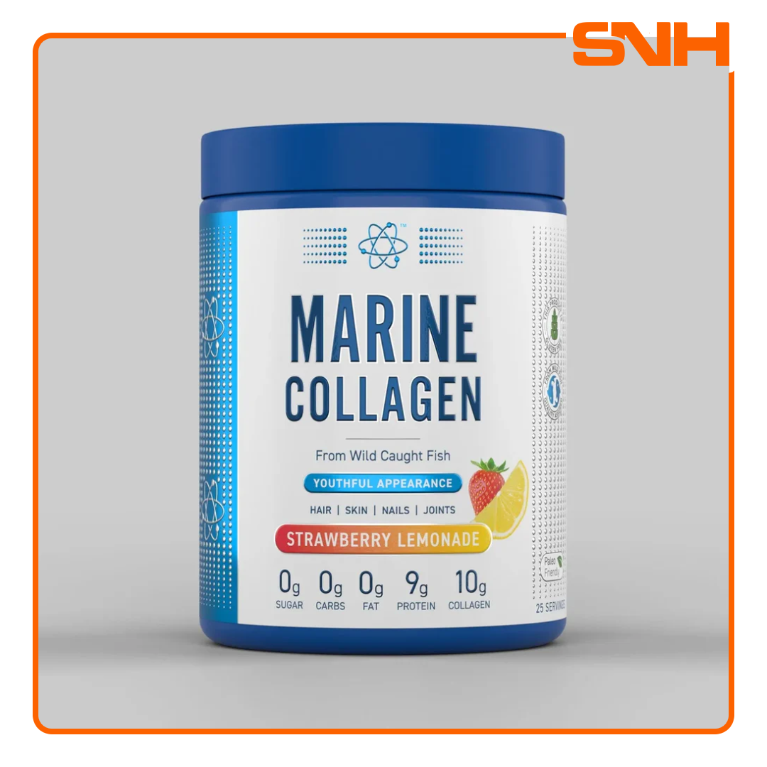 Applied Nutrition Marine Collagen Powder 300g tub, UK-made halal pure wild-caught marine collagen supplement with 12g per serving