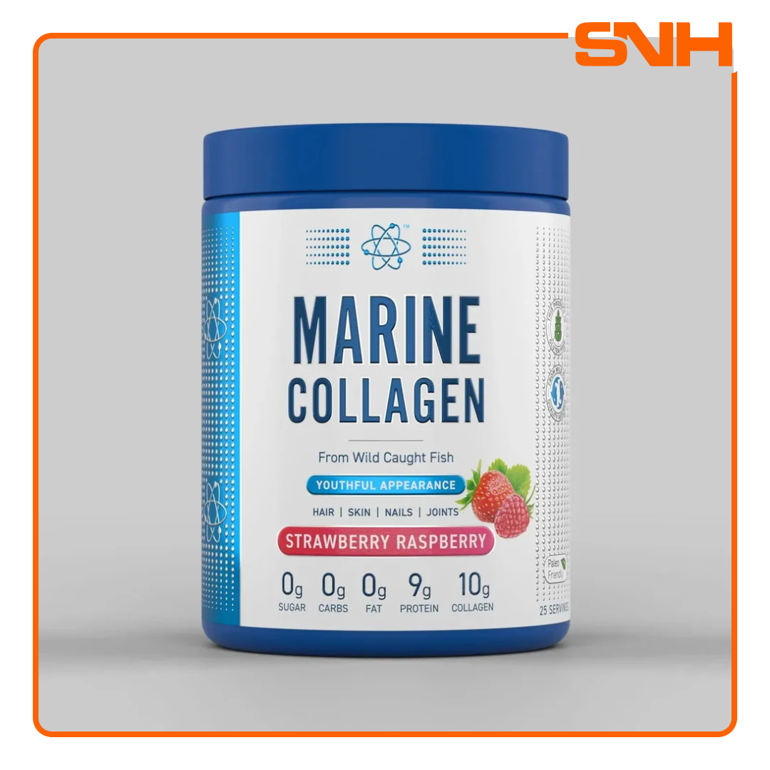 Applied Nutrition Marine Collagen Powder 300g tub, UK-made halal pure wild-caught marine collagen supplement with 12g per serving