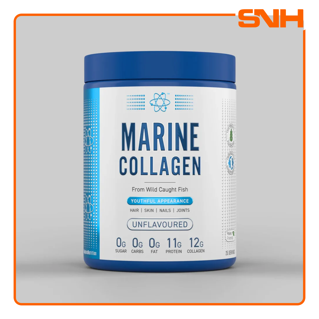 Applied Nutrition Marine Collagen Powder 300g tub, UK-made halal pure wild-caught marine collagen supplement with 12g per serving