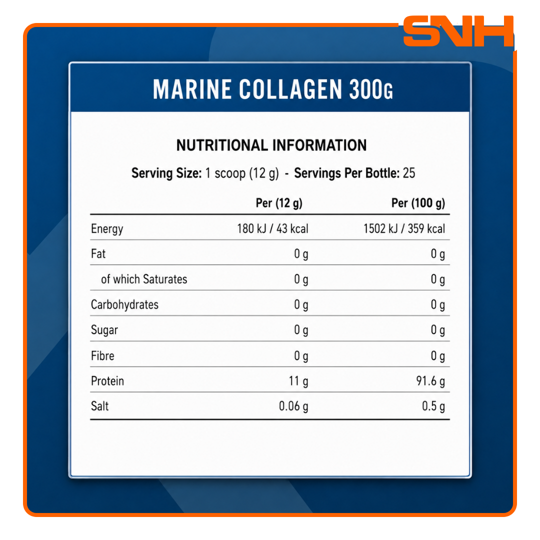 Applied Nutrition Marine Collagen Powder 300g tub, UK-made halal pure wild-caught marine collagen supplement with 12g per serving