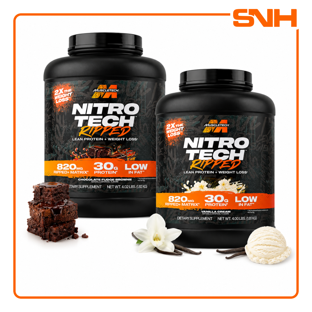 MuscleTech Nitro-Tech Ripped 4lb tub, US-made whey protein for weight loss with 30g protein, C. canephora robusta and L-Carnitine per scoop