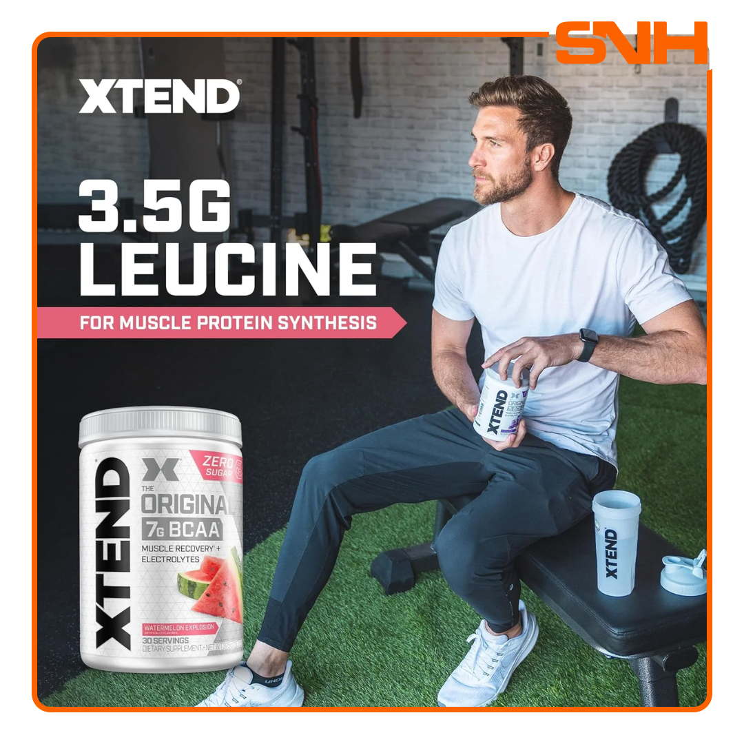 XTEND Original BCAA Powder tub, US-made Informed-Sport certified BCAA supplement with 7.2g BCAAs and electrolytes per 14g serving