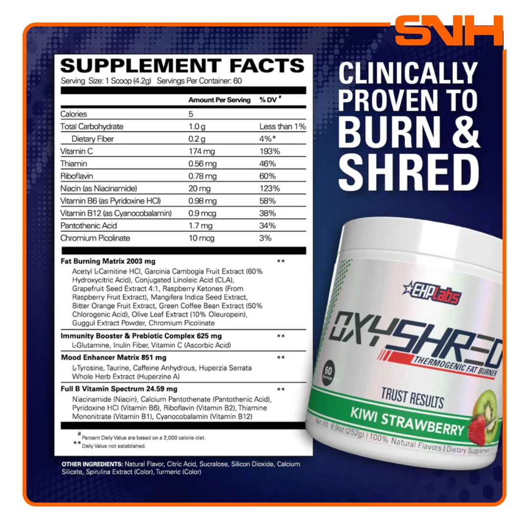 EHPlabs OxyShred Thermogenic Fat Burner tub, fat burners in Sri Lanka with L-Carnitine, CLA and Green Coffee Bean for fat loss support