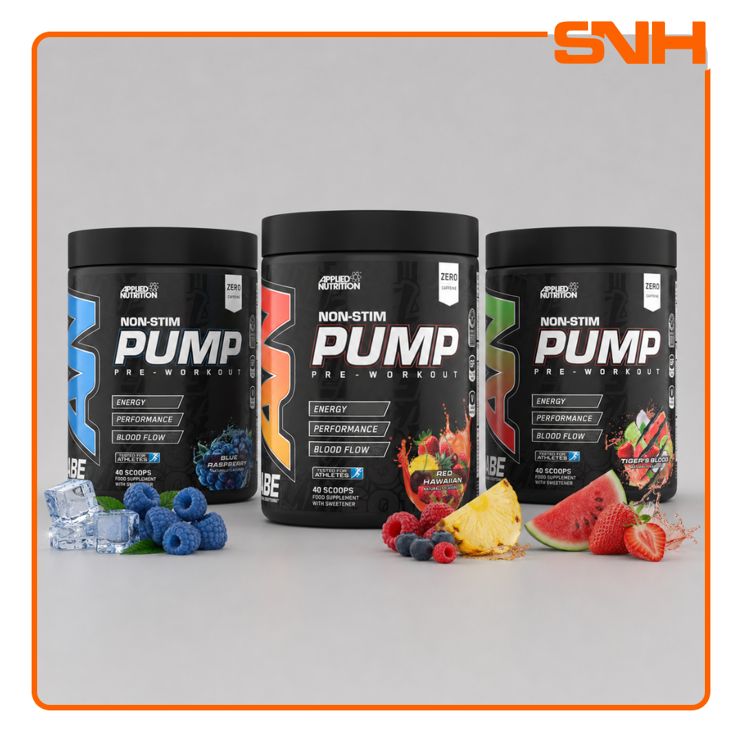 Applied Nutrition ABE PUMP Zero Stim Pre-Workout tub, UK-made halal stim-free pre-workout with 10g citrulline malate per scoop