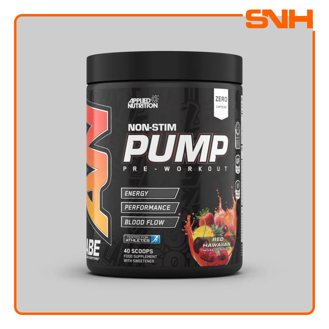 Applied Nutrition ABE PUMP Zero Stim Pre-Workout tub, UK-made halal stim-free pre-workout with 10g citrulline malate per scoop