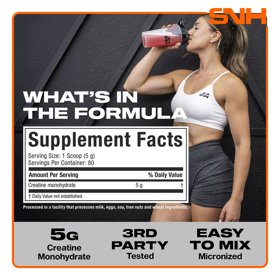 MuscleTech Platinum 100% Creatine 400g tub, US-made HPLC-tested daily creatine with 5g micronized creatine monohydrate per scoop