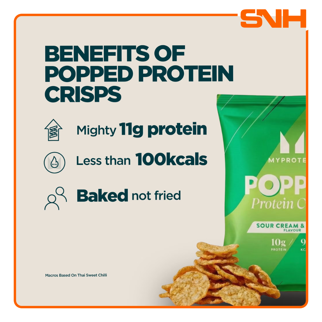 Myprotein Popped Protein Crisps savoury protein snack pack, baked-not-fried crisps with at least 10g protein per pack in six flavours