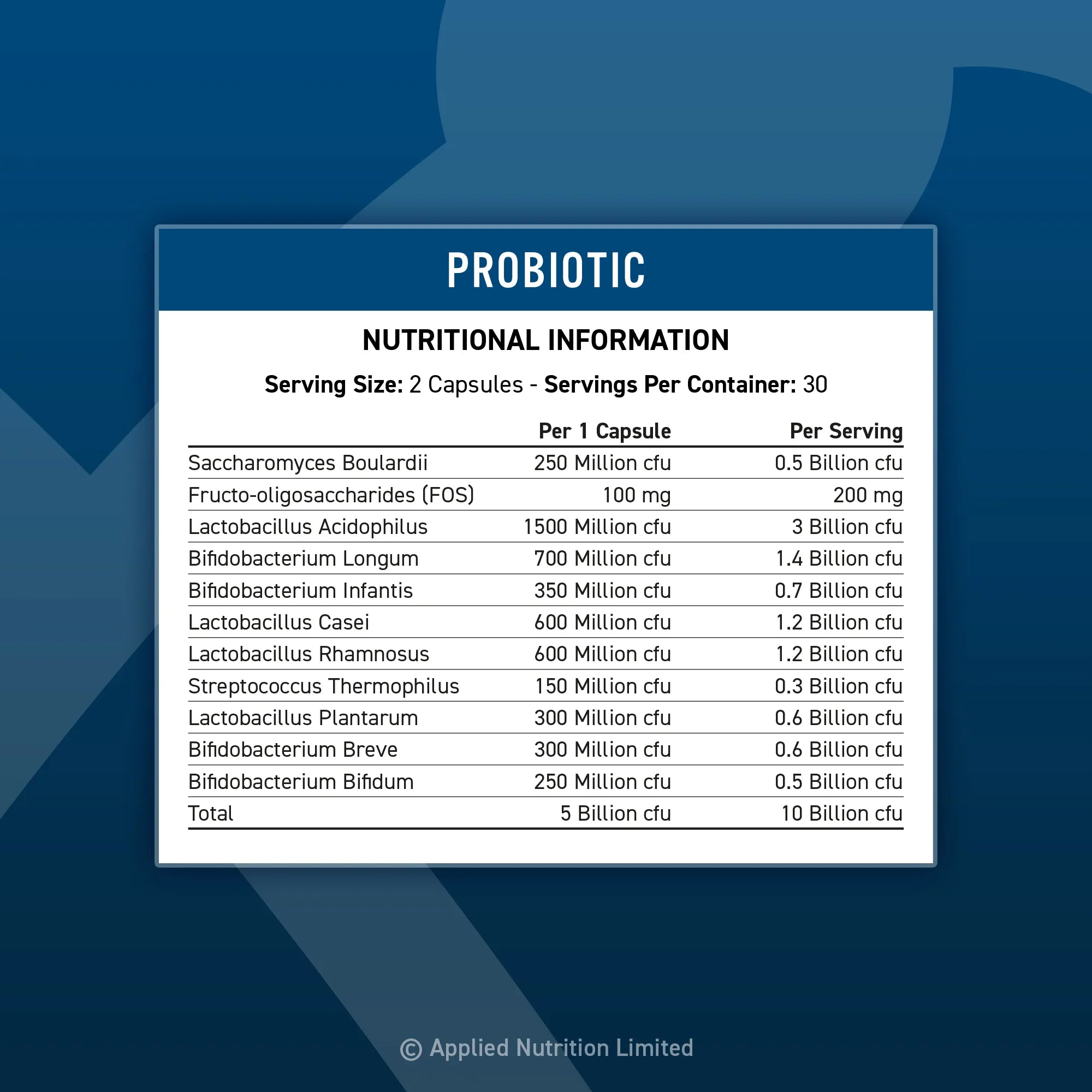 APPLIED NUTRITION Probiotic - Advanced Multi-Strain Formula - Sports Nutrition Hub 