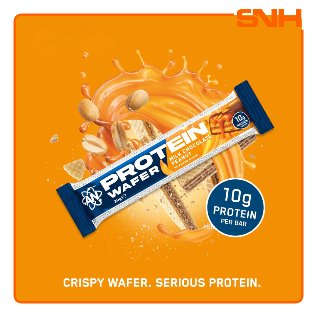 Applied Nutrition Protein Wafers bar, UK-made crispy protein snack with 10g protein per 39g bar in a wafer and milk chocolate format