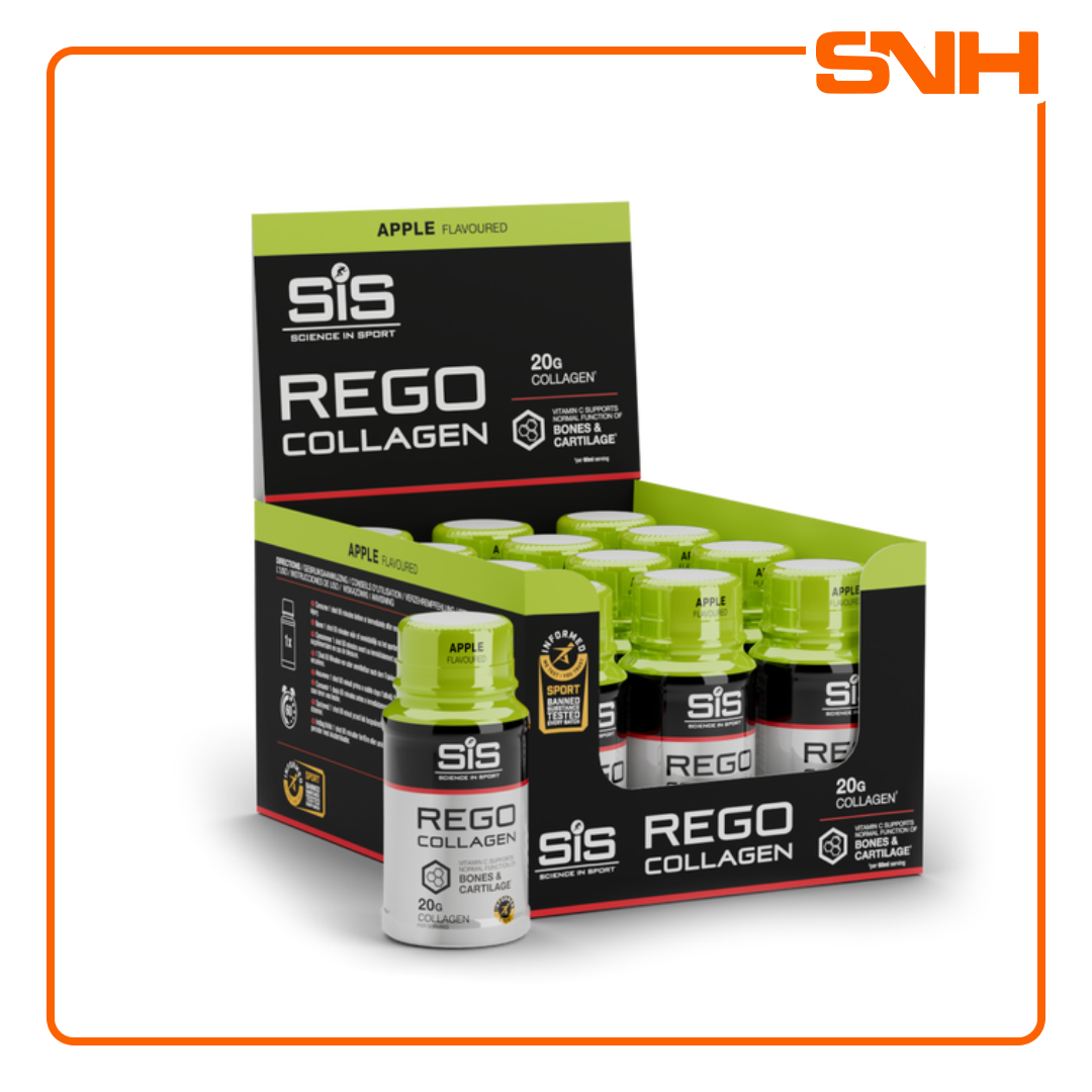 Science In Sport REGO Collagen Shot apple-flavoured collagen drink, UK-made 20g bovine collagen with 80mg vitamin C per single serve