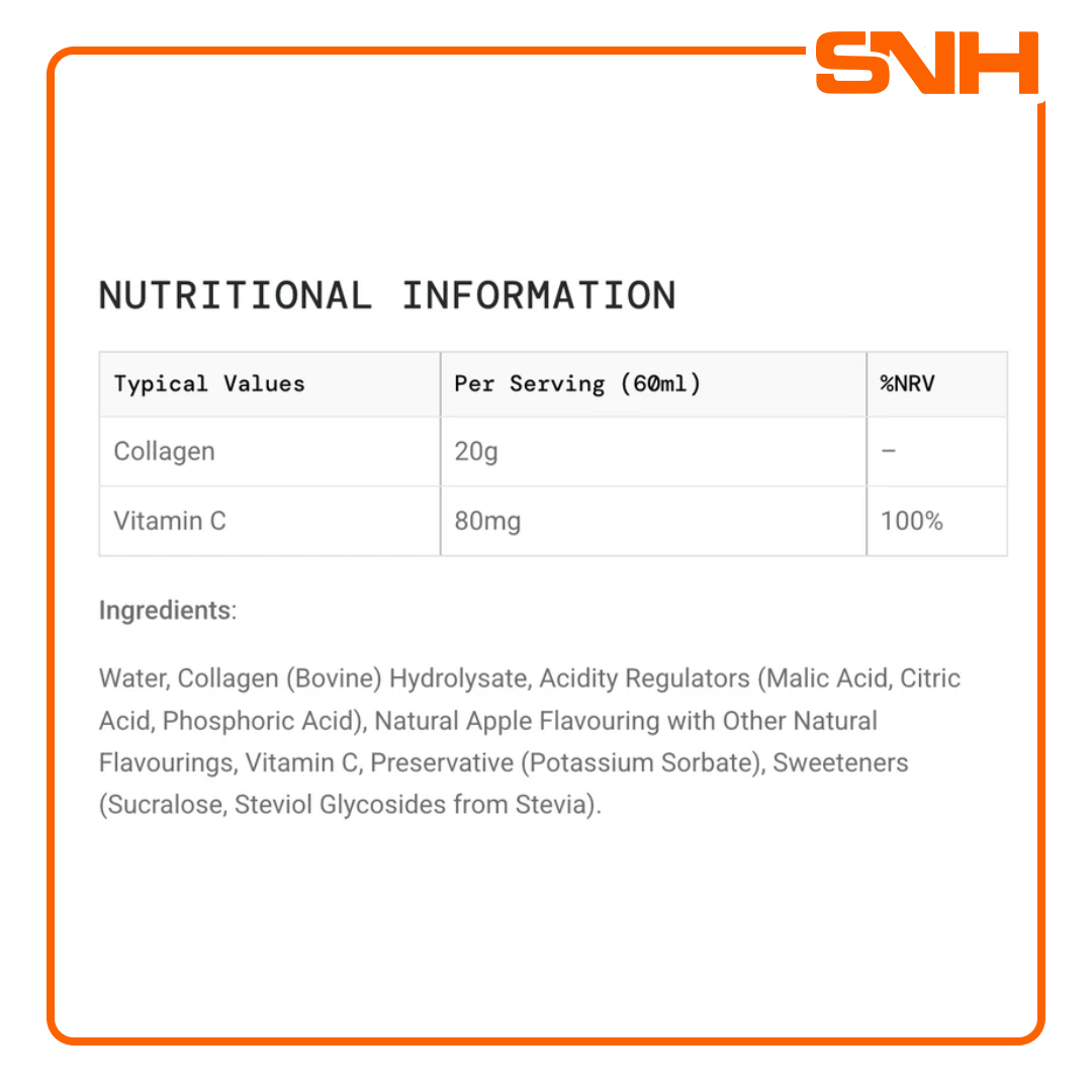 Science In Sport REGO Collagen Shot apple-flavoured collagen drink, UK-made 20g bovine collagen with 80mg vitamin C per single serve