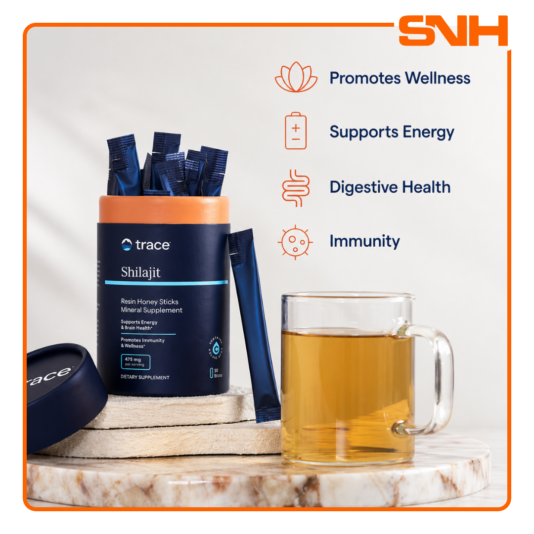 Trace Shilajit Honey Sticks pack, US-made daily Himalayan shilajit in honey stick format with ConcenTrace mineral complex