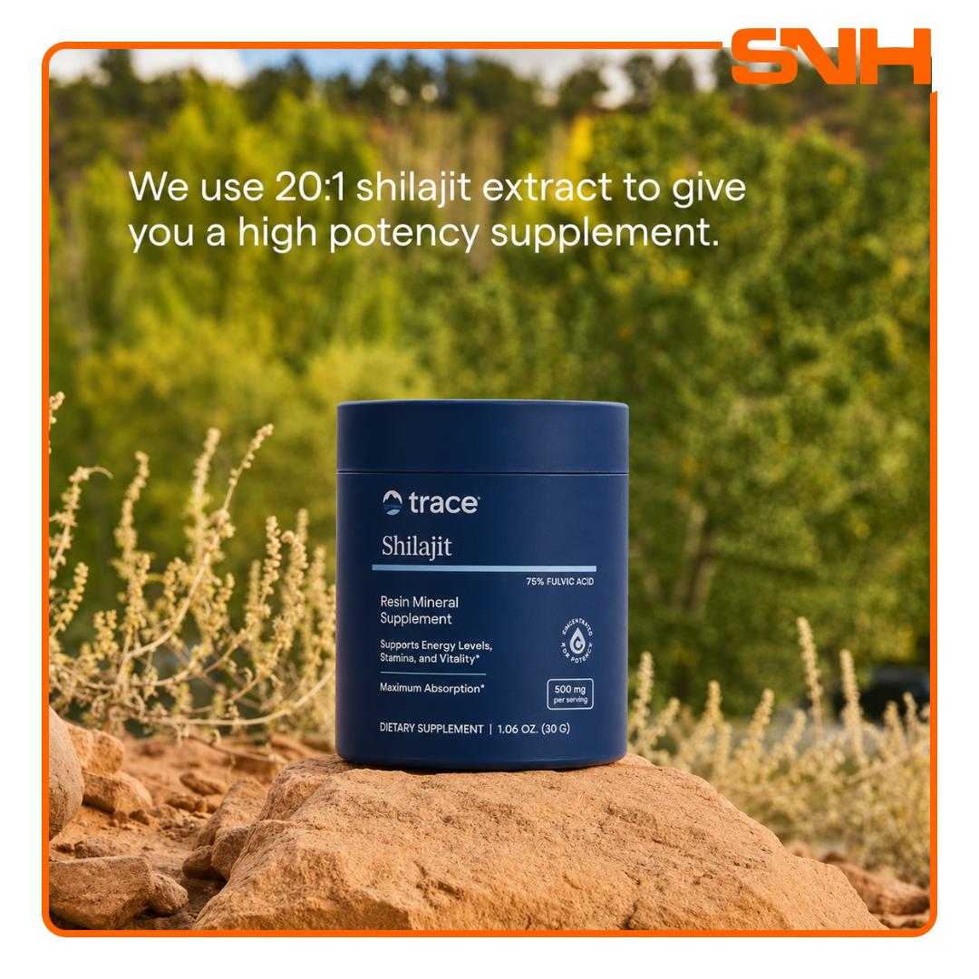 Trace Shilajit Resin tub, US-made Himalayan shilajit resin with 75% naturally occurring fulvic acid and ConcenTrace mineral complex