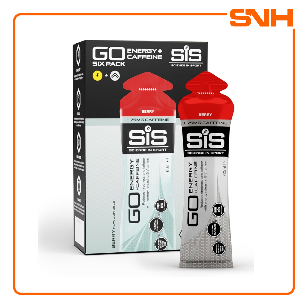 Science In Sport GO caffeine energy gels, UK-made 60ml isotonic endurance gel with 22g carbs and 75mg caffeine per sachet