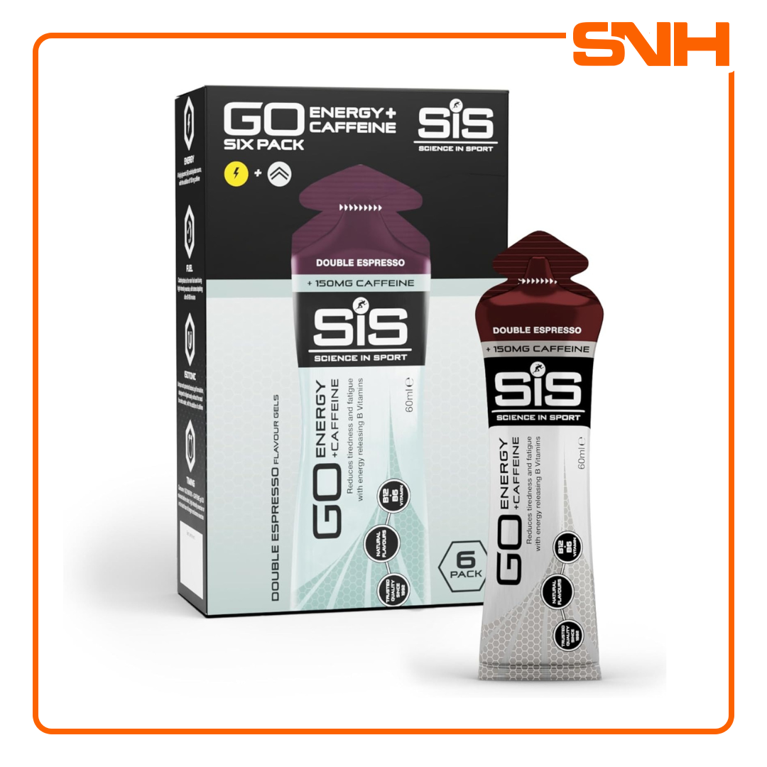 Science In Sport GO caffeine energy gels, UK-made 60ml isotonic endurance gel with 22g carbs and 75mg caffeine per sachet