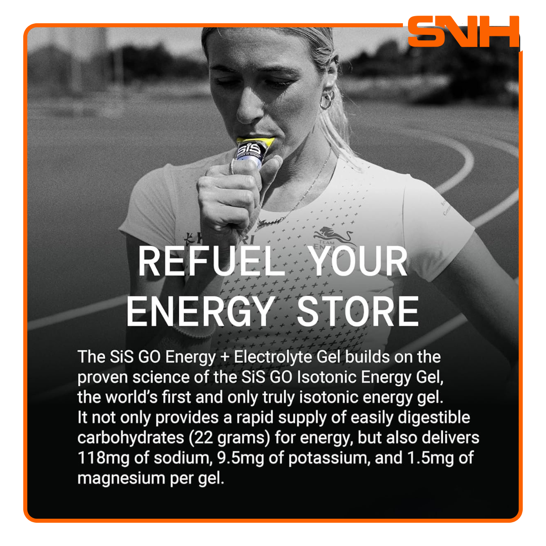 Science In Sport GO isotonic energy gels with electrolytes, UK-made 60ml endurance energy gel sachet with 22g carbs per serving
