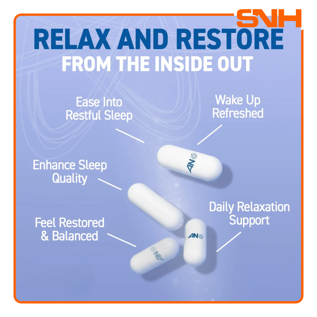 Applied Nutrition Sleep Support Capsules bottle, UK-made natural daily sleep support capsules for sleep onset and recovery quality