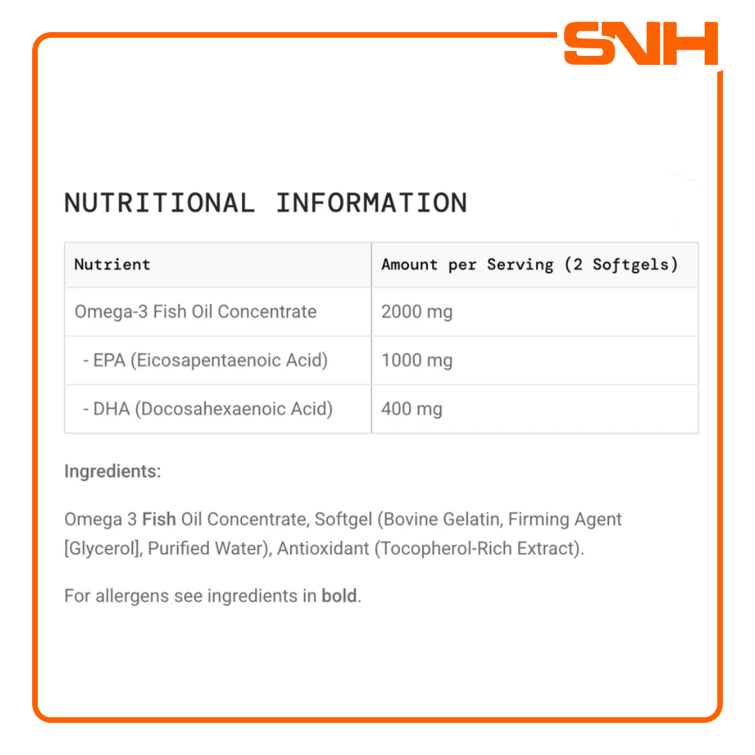 Science In Sport Super Strength Omega 3 fish oil capsules, UK-made daily omega 3 with 1000mg EPA and 400mg DHA per serving