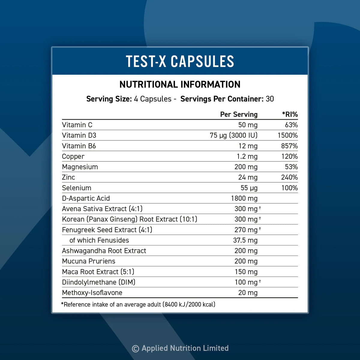 APPLIED NUTRITION Test X Capsules - Testosterone Support