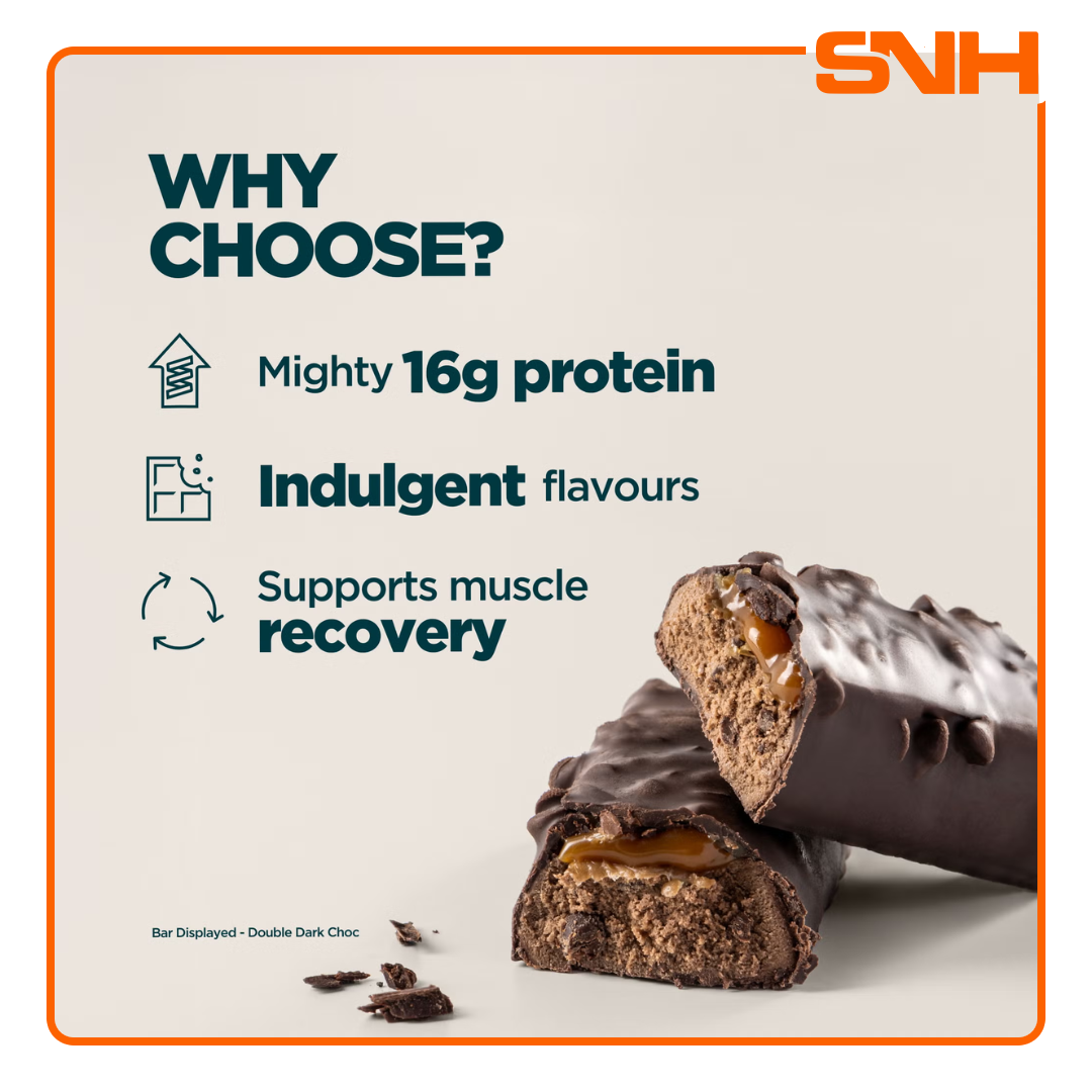 
Myprotein The MyProtein Bar protein bars, indulgent UK-made protein bar with 16g protein, gooey caramel and chocolate-style coating