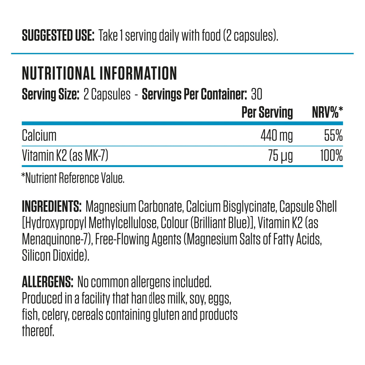 APPLIED NUTRITION Calcium & Vitamin K2 - Sports Nutrition Hub 