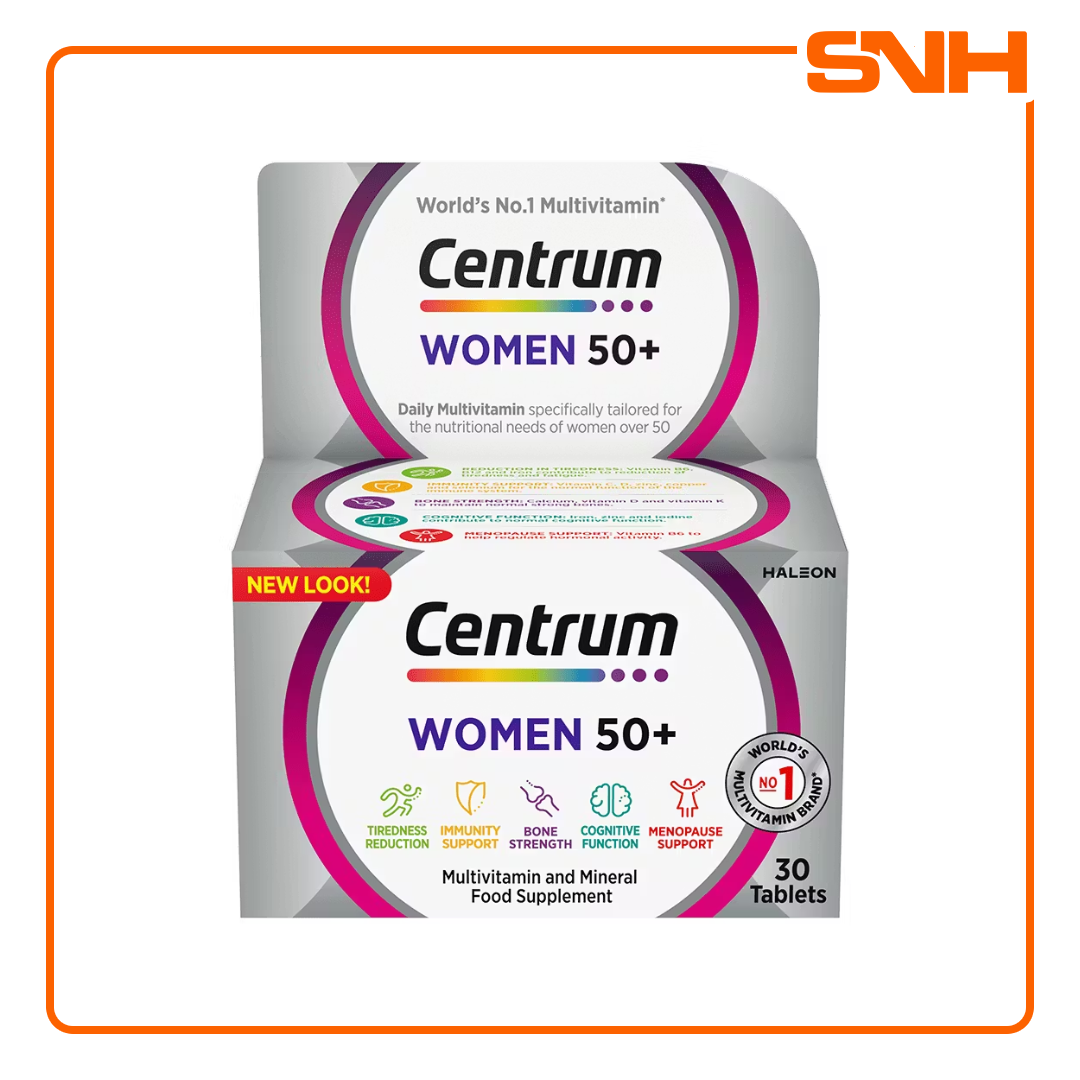 Centrum Women 50+ Multivitamin bottle, daily multivitamin for women in Sri Lanka with calcium, vitamin D and B12 for bone and energy support