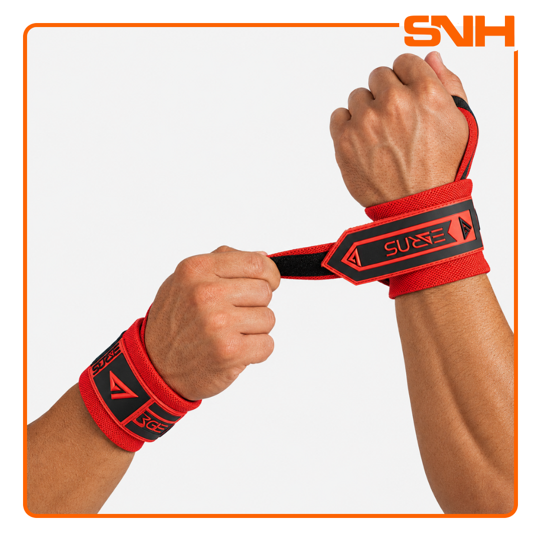SURGE 18" Weightlifting Wrist Wraps in onyx, premium wrist support for powerlifting, bench press, and overhead pressing