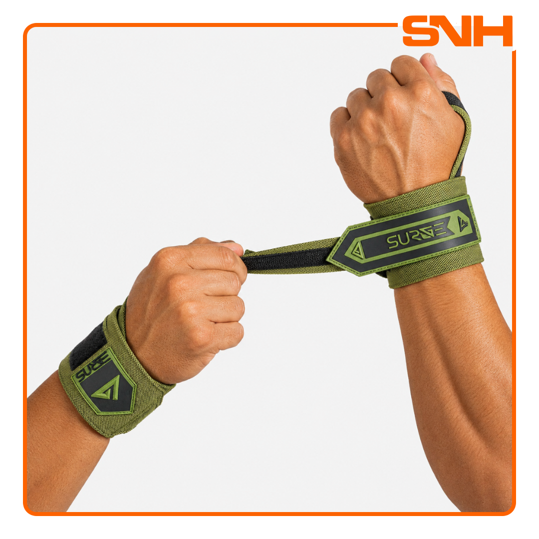 SURGE 18" Weightlifting Wrist Wraps in onyx, premium wrist support for powerlifting, bench press, and overhead pressing