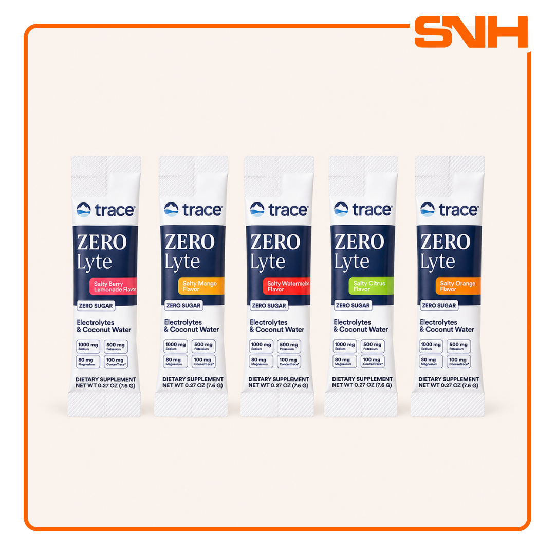 Trace ZeroLyte Stick Packs, US-made portable single-serving electrolyte and trace minerals drink mix with ancient sea salt and coconut water
