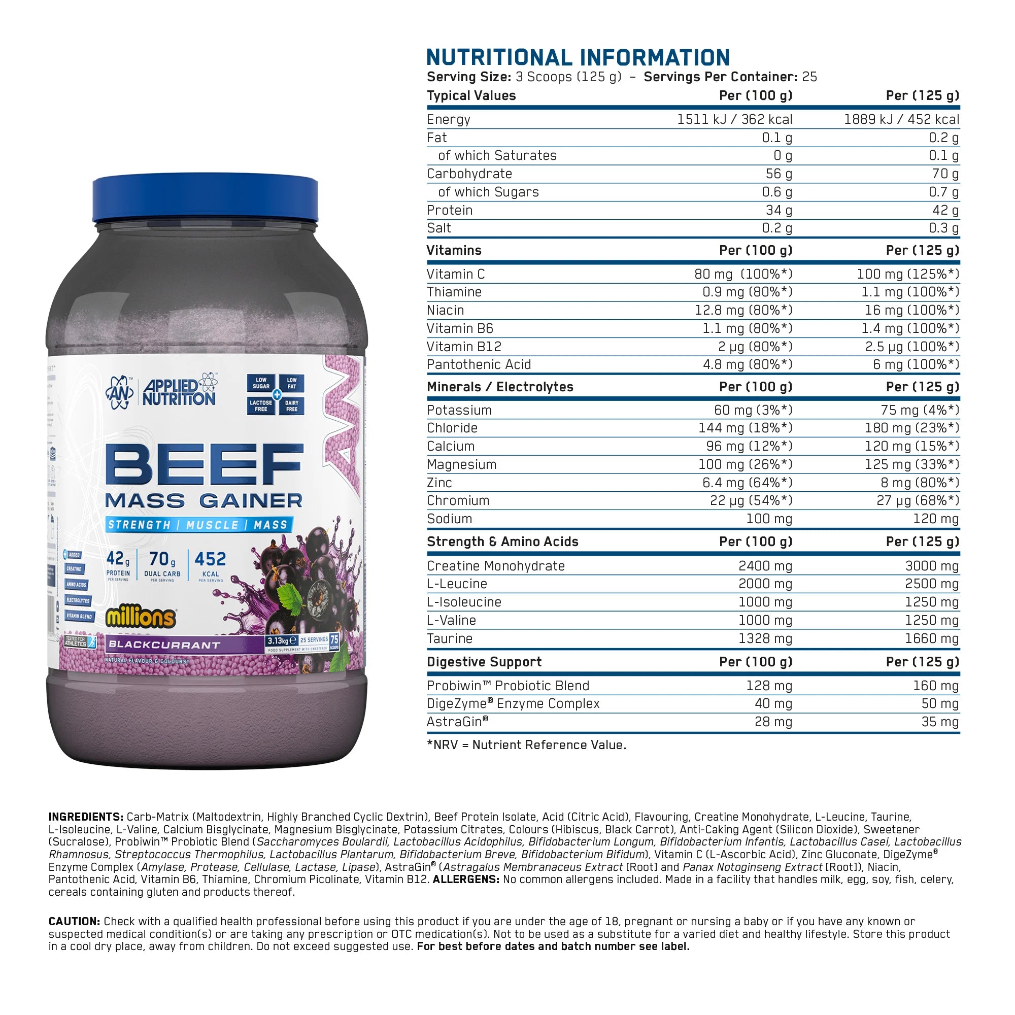 APPLIED NUTRITION Beef Mass Gainer 3.13KG
