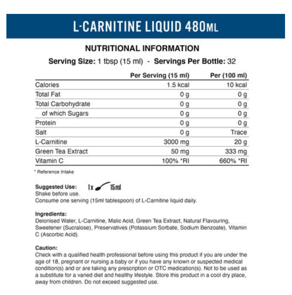 Applied Nutrition L-Carnitine Liquid 3000 with Green Tea - Sports Nutrition Hub 
