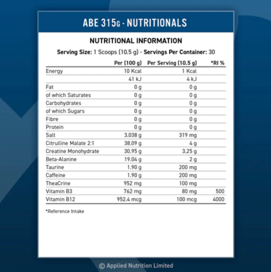 Applied Nutrition ABE - ULTIMATE PRE WORKOUT SAMPLE SACHET - Sports Nutrition Hub 
